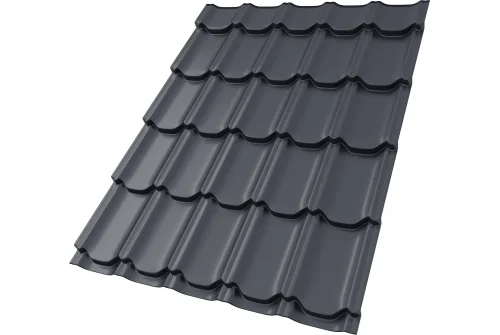 Металлочерепица "Квинта плюс" ("Kvinta plus") 0,5 Satin RAL 7024 мокрый асфальт GrandLine – Столица крыш