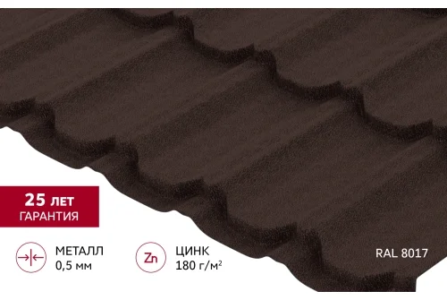 Металлочерепица "Квинта плюс" ("Kvinta plus") 0,5 Satin Matt RAL 8017 шоколад GrandLine – Столица крыш