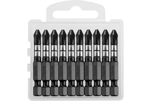 Биты PH2 Kraftool Impact Pro, Philips, тип хвостовика E 1/4″, 50мм 10шт в пластиковом боксе (26191-2-50-S10)