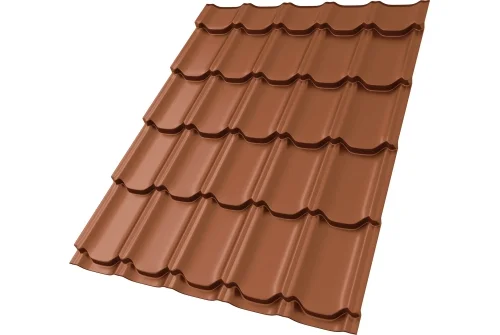 Металлочерепица "Квинта плюс" ("Kvinta plus") 0,5 Satin Matt TX RAL 8004 терракота GrandLine – Столица крыш