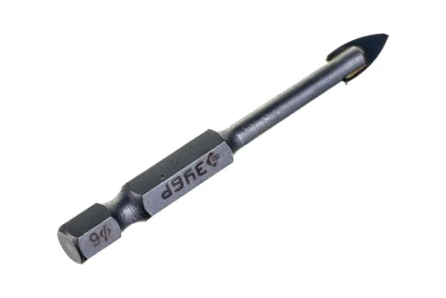 Сверло по стеклу и кафелю Зубр (d6мм), 2x кромка, Hex 1/4 (29840-06)