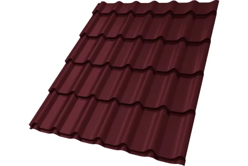 Металлочерепица Классик ("Classic") v01 0,5 Satin RAL 3005 красное вино GrandLine – Столица крыш